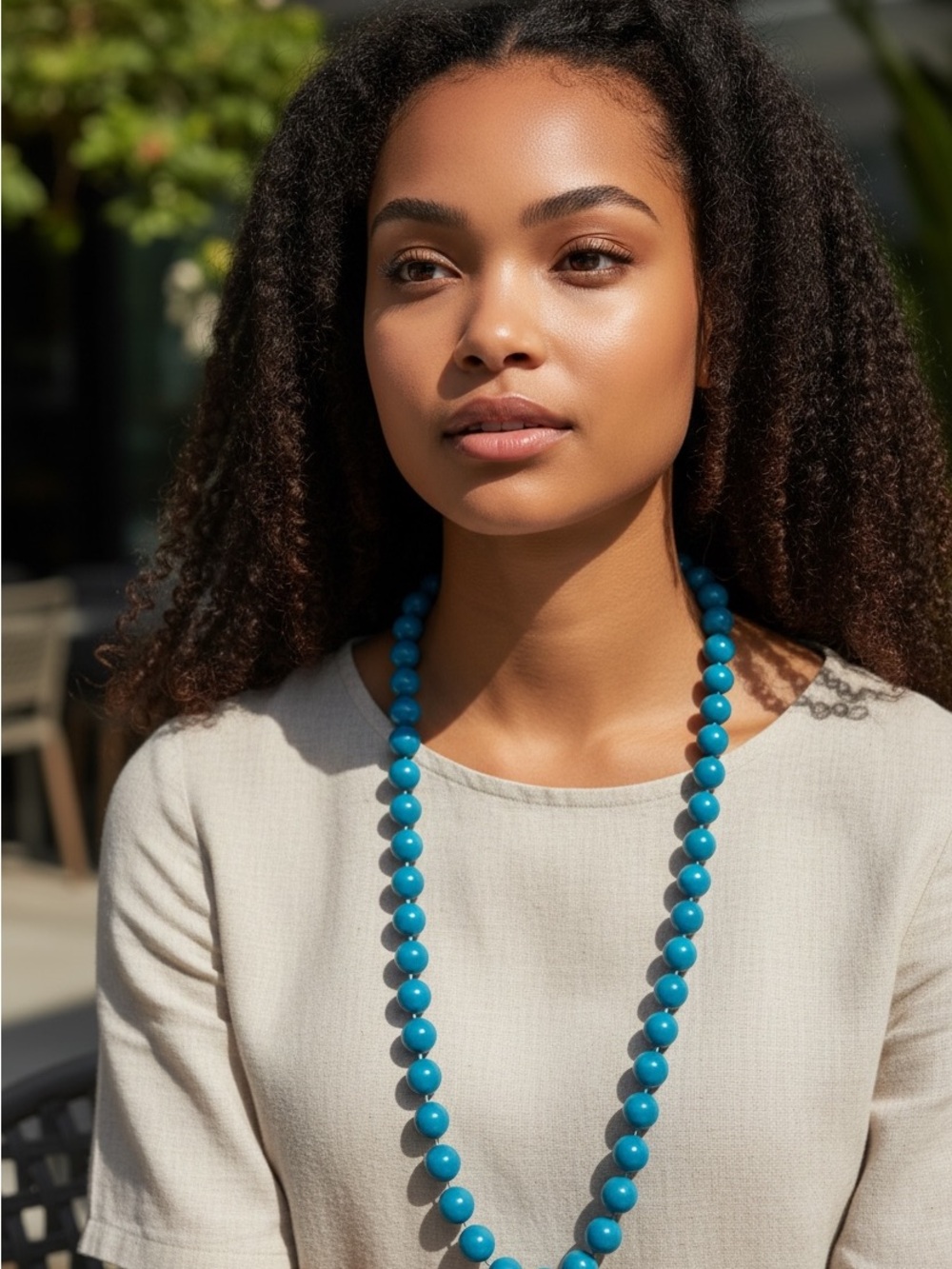 Blue Beaded Necklace - Elegant Statement Jewelry